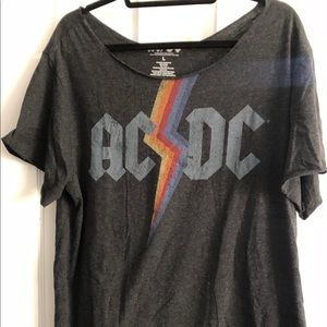 AC/DC Cut Off the Shoulder Tee